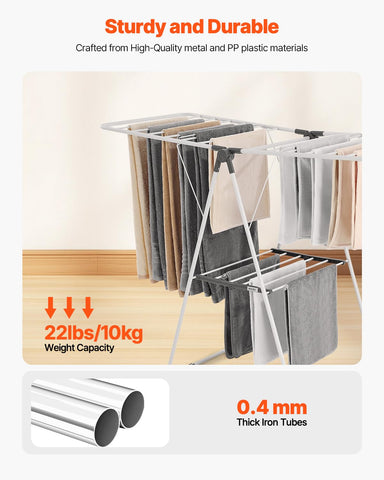 VEVOR rack with 21 rods offering ample space for shirts, scarves, towels.