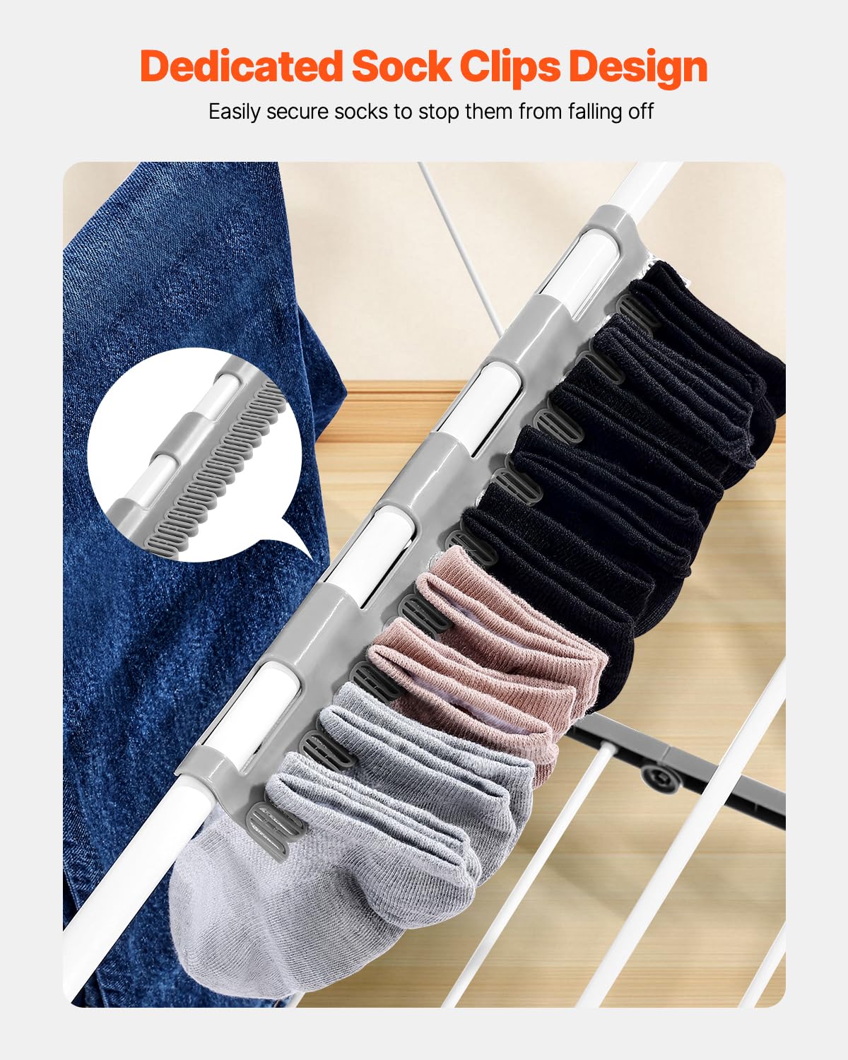VEVOR drying rack folded for compact storage in small spaces.