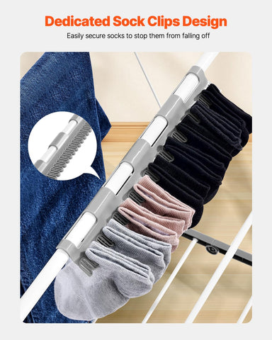 VEVOR drying rack folded for compact storage in small spaces.