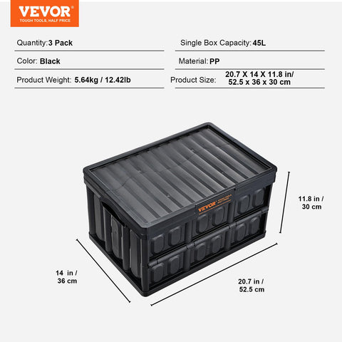 VEVOR collapsible bin in garage storage keeps tools neatly sorted and accessible.