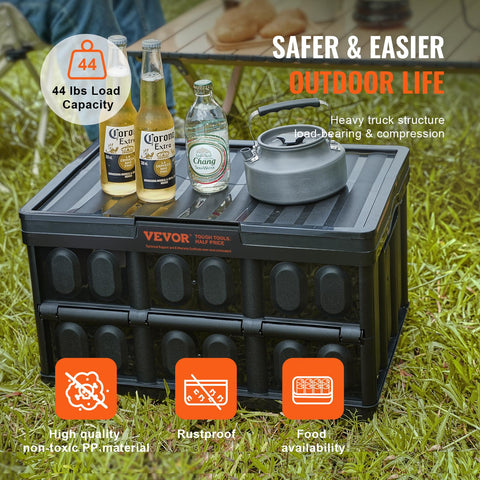 VEVOR collapsible bin with two handles for easy transport from trunk to campsite.