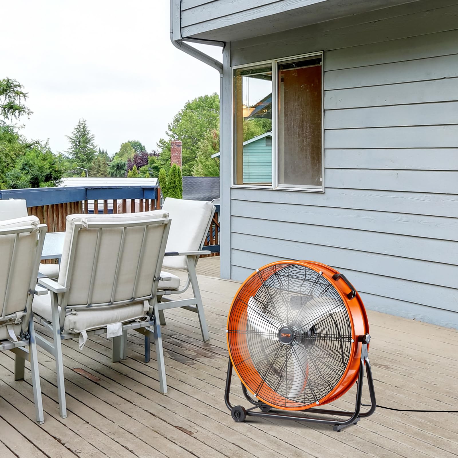 VEVOR Drum Fan placed in an industrial setup for ventilation