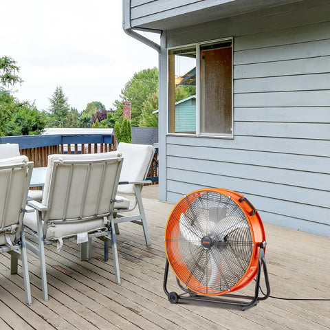VEVOR fan in a workshop setup delivering efficient ventilation.