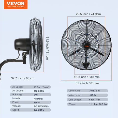 VEVOR ETL-listed fan for safe commercial or residential setup.