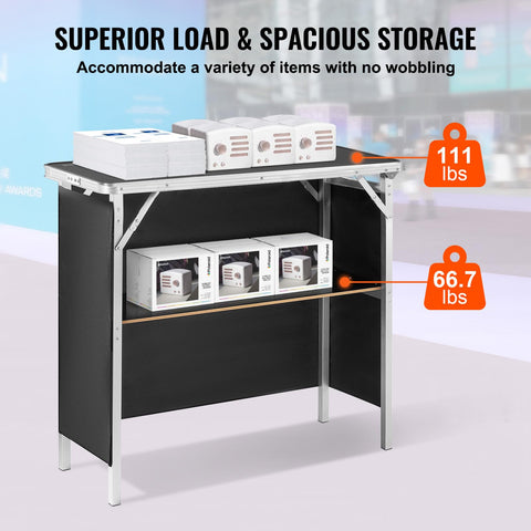 VEVOR exhibition counter with storage shelf highlights convenient organization at events.
