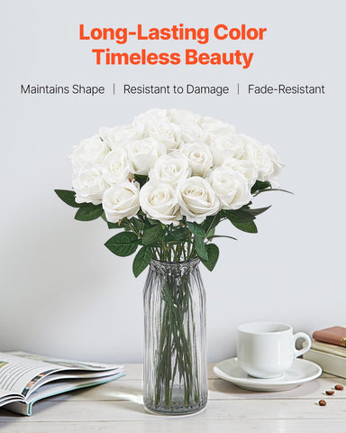 VEVOR fake roses with 20-inch stems for versatile wedding decor.