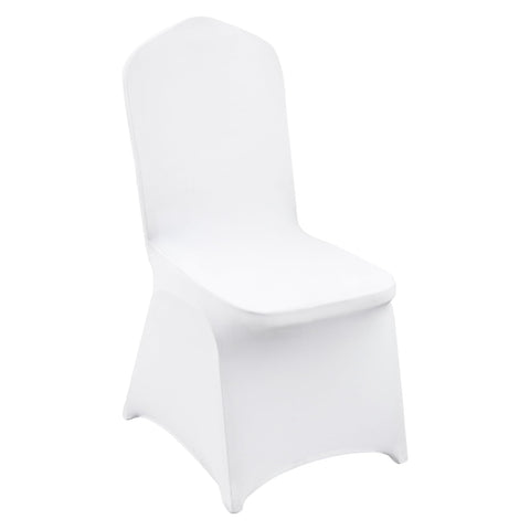 VEVOR flat-front chair covers in white, 30-piece set for seamless event decor.