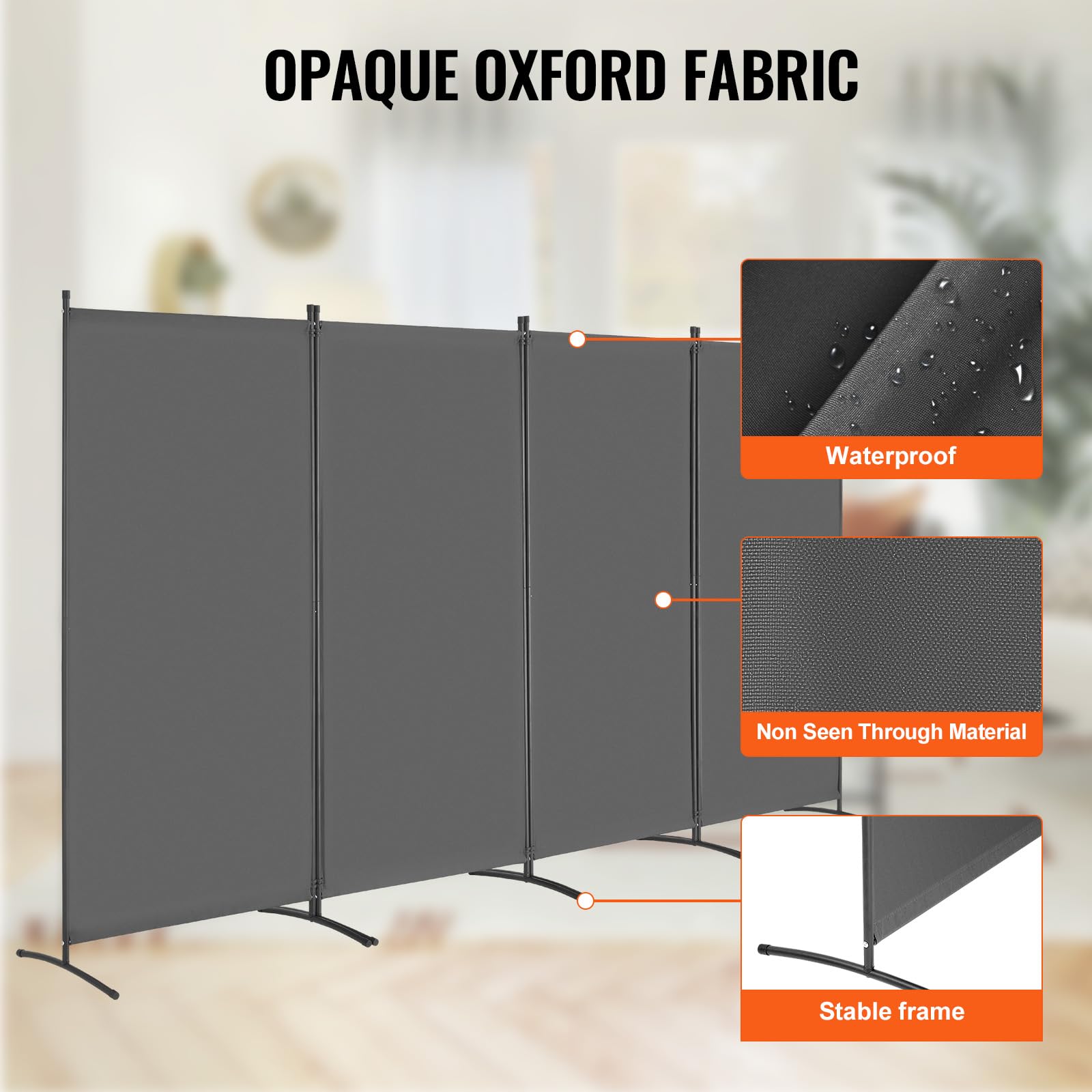 VEVOR grey fabric divider showcases elegant private partitions for rooms