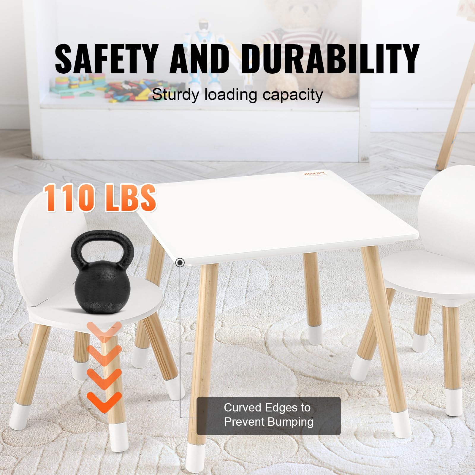 VEVOR kids table and chairs in light wood and white design for modern style