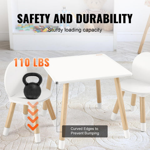 VEVOR kids table and chairs in light wood and white design for modern style