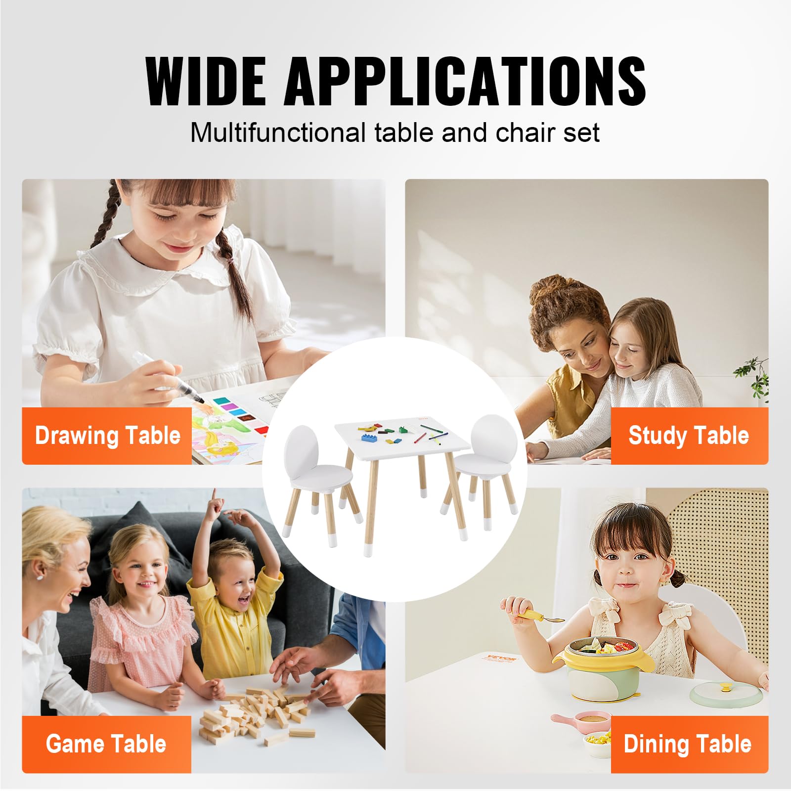 VEVOR kids table and chairs marker-friendly surface for easy drawing