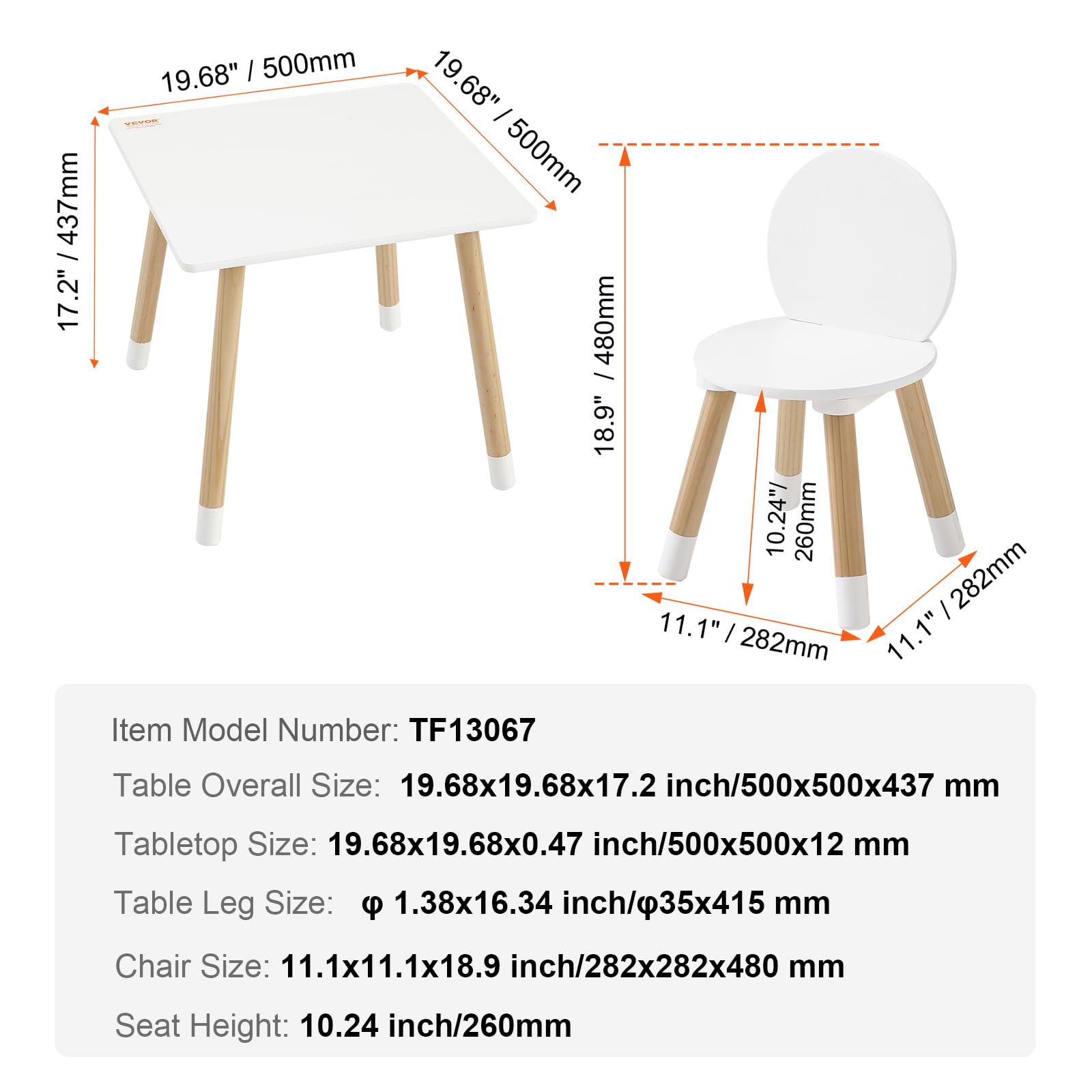 VEVOR kids table and chairs portable design for room-to-room use