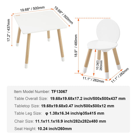 VEVOR kids table and chairs portable design for room-to-room use