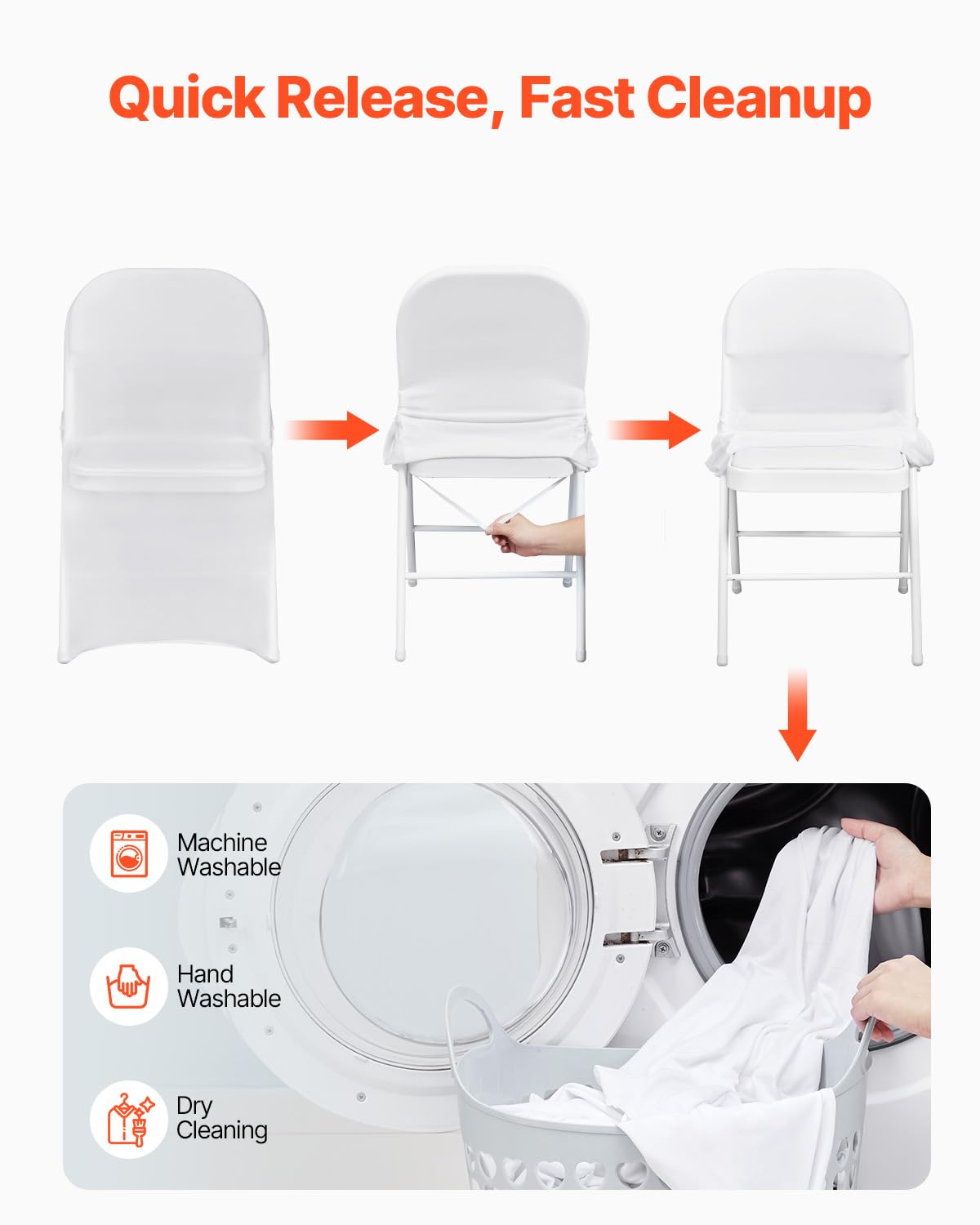 Machine-washable VEVOR chair covers suitable for post-event cleaning