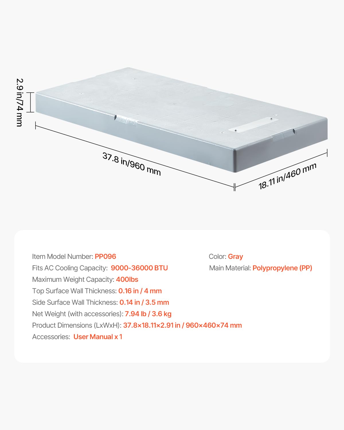 VEVOR mini-split pad universal design fits many brands