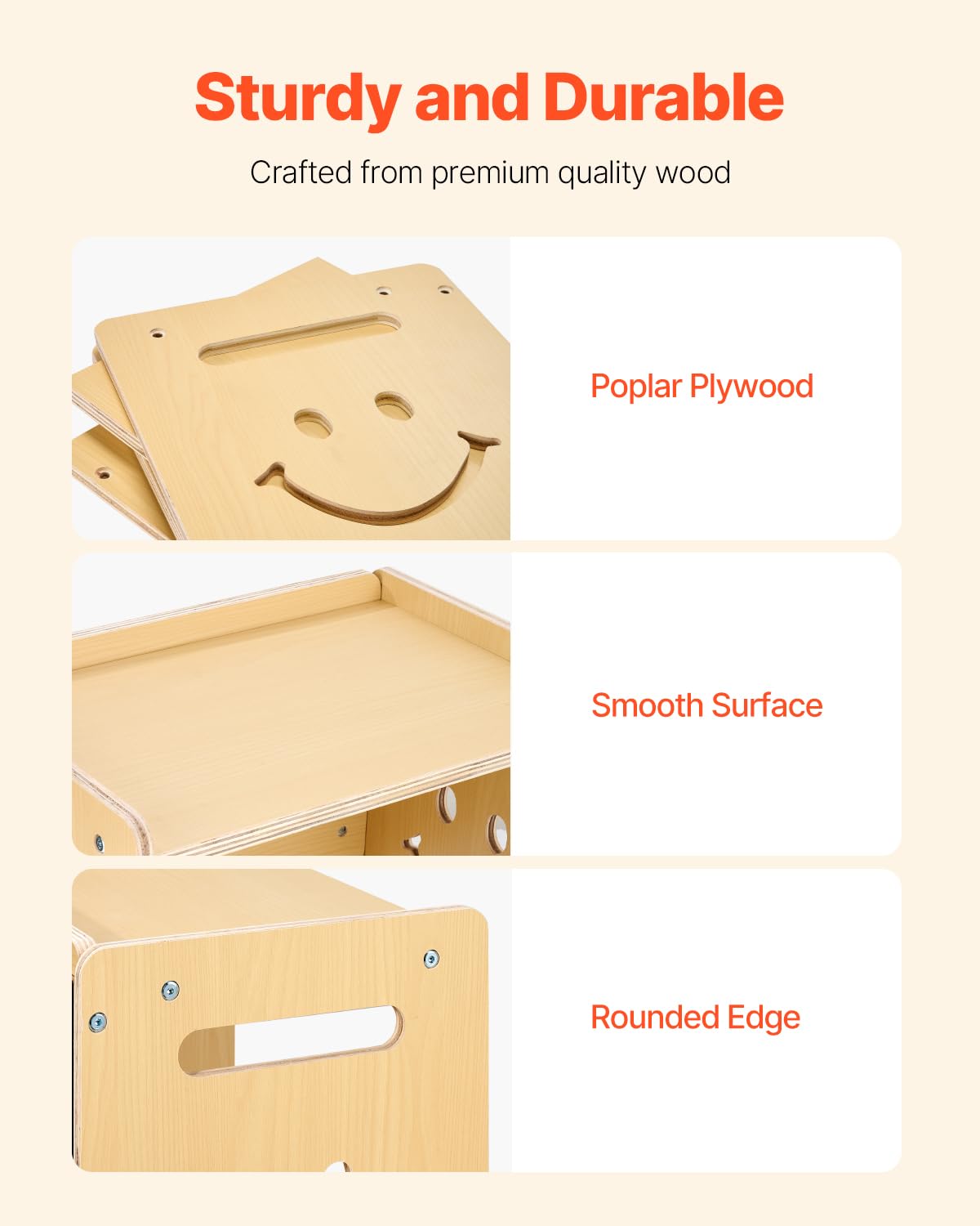 VEVOR adjustable height steps accommodate growing children for ergonomic seating