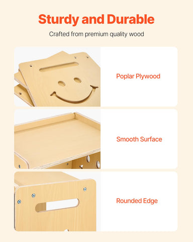 VEVOR adjustable height steps accommodate growing children for ergonomic seating