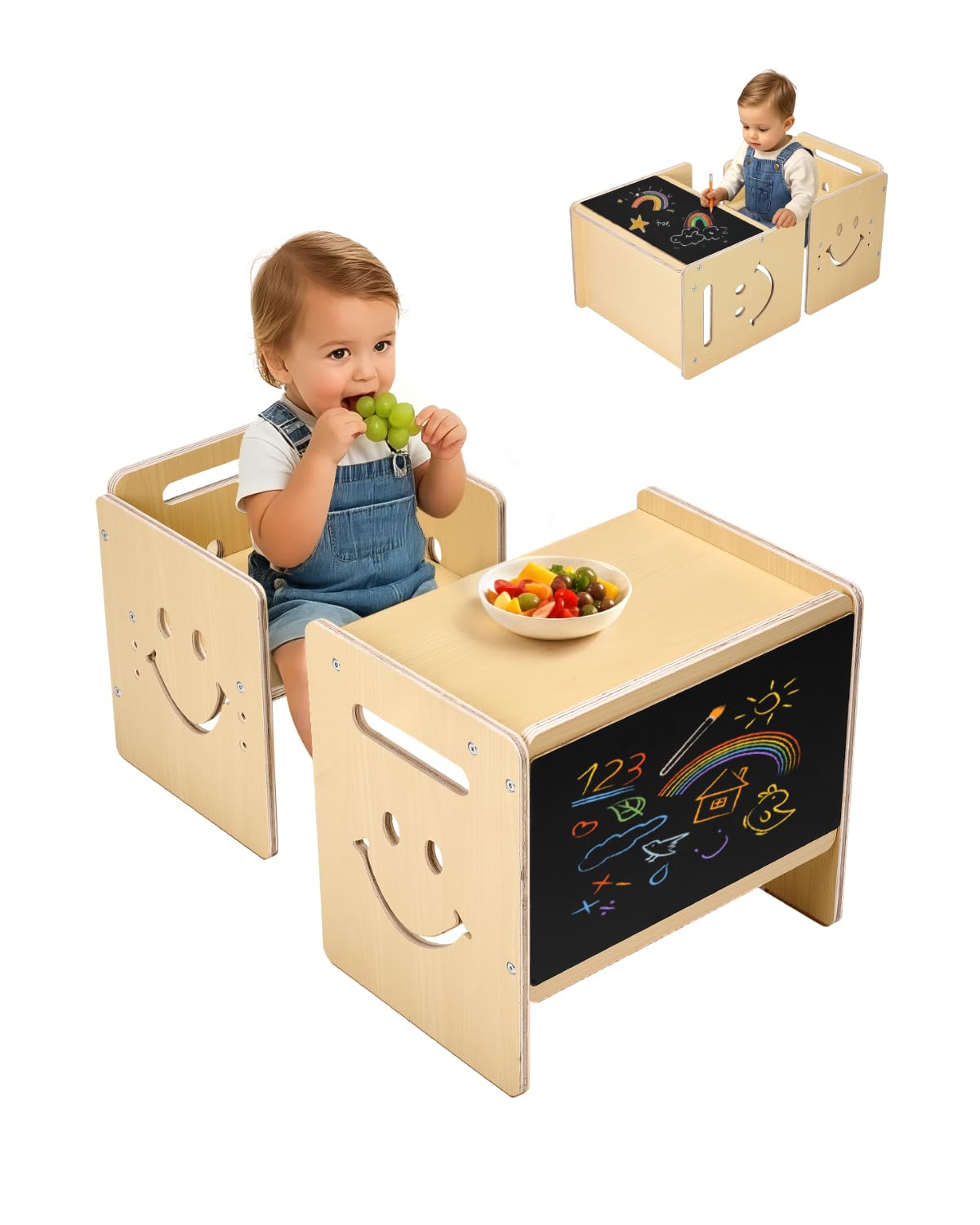 VEVOR Montessori weaning table surface with natural wood finish for meals and art