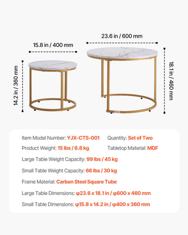VEVOR nesting coffee table arranged in living room layout