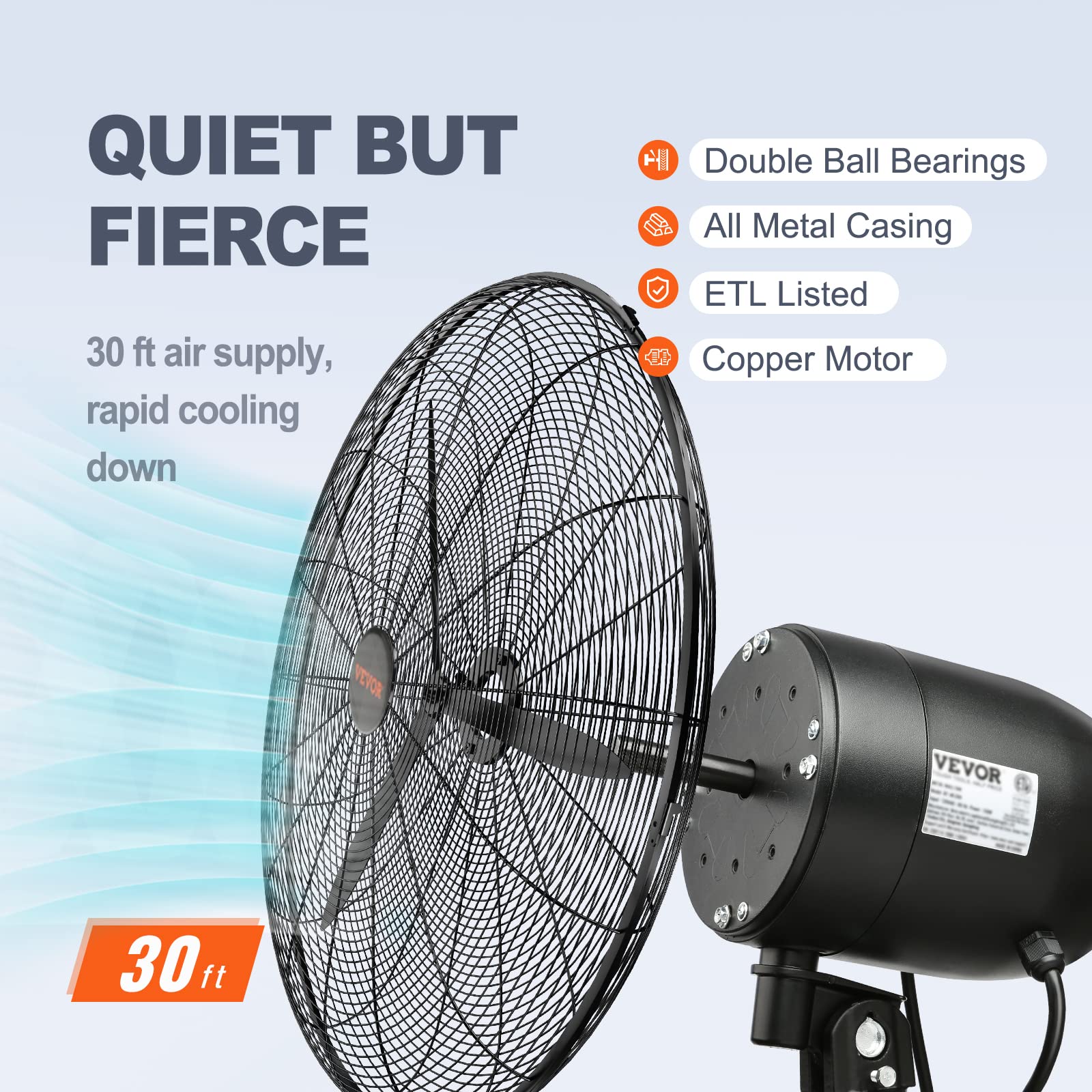 VEVOR suitable for outdoor and indoor use with mist cooling.