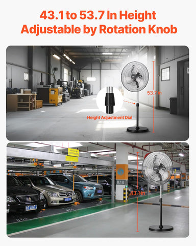 VEVOR pedestal fan control panel with easy speed and tilt options