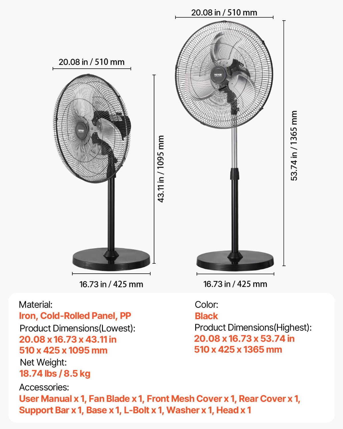 VEVOR dual-ball-bearing motor powers reliable, consistent airflow