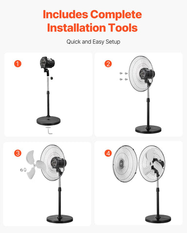 VEVOR pedestal fan installation tools included for quick setup