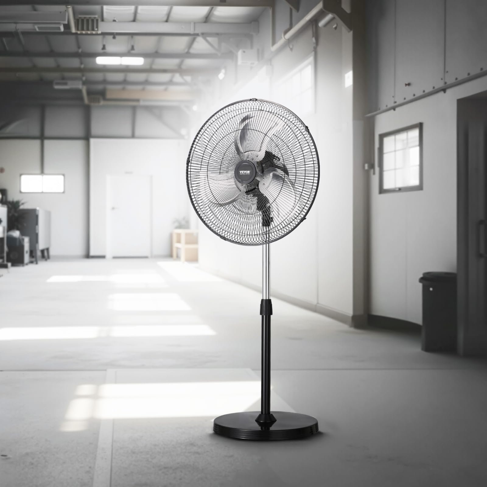 VEVOR pedestal fan in an office setup ready to improve comfort
