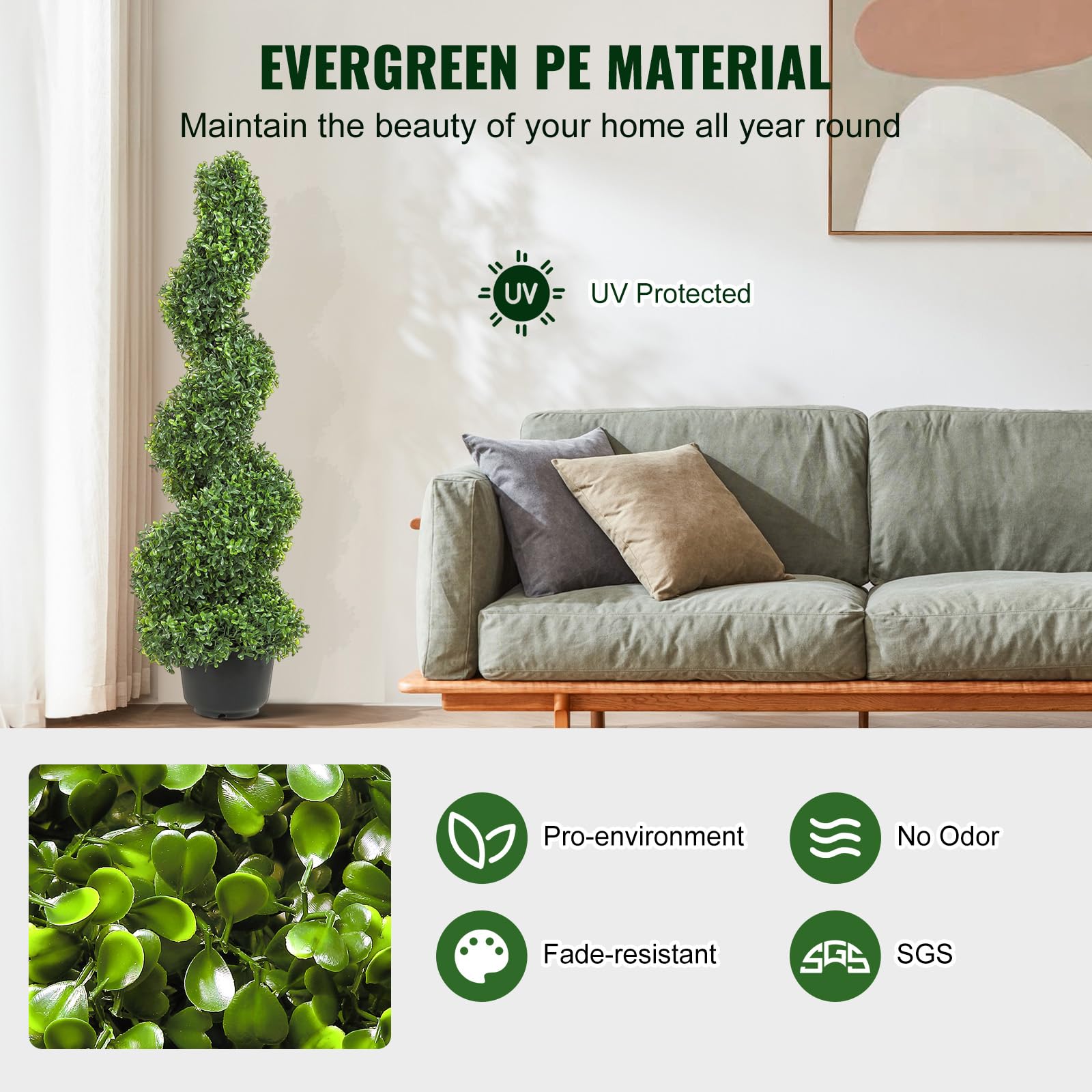 VEVOR replaceable leaves topiary ensures quick upkeep and longevity for busy homes.
