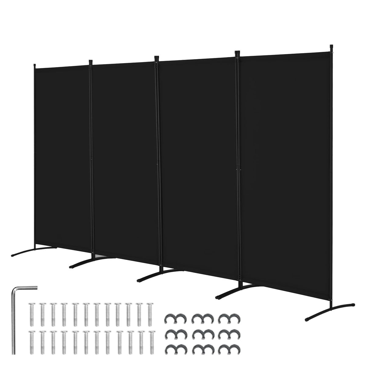 VEVOR four-panel room divider in black for flexible privacy in any room