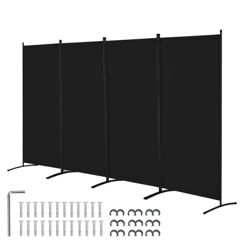 VEVOR four-panel room divider in black for flexible privacy in any room
