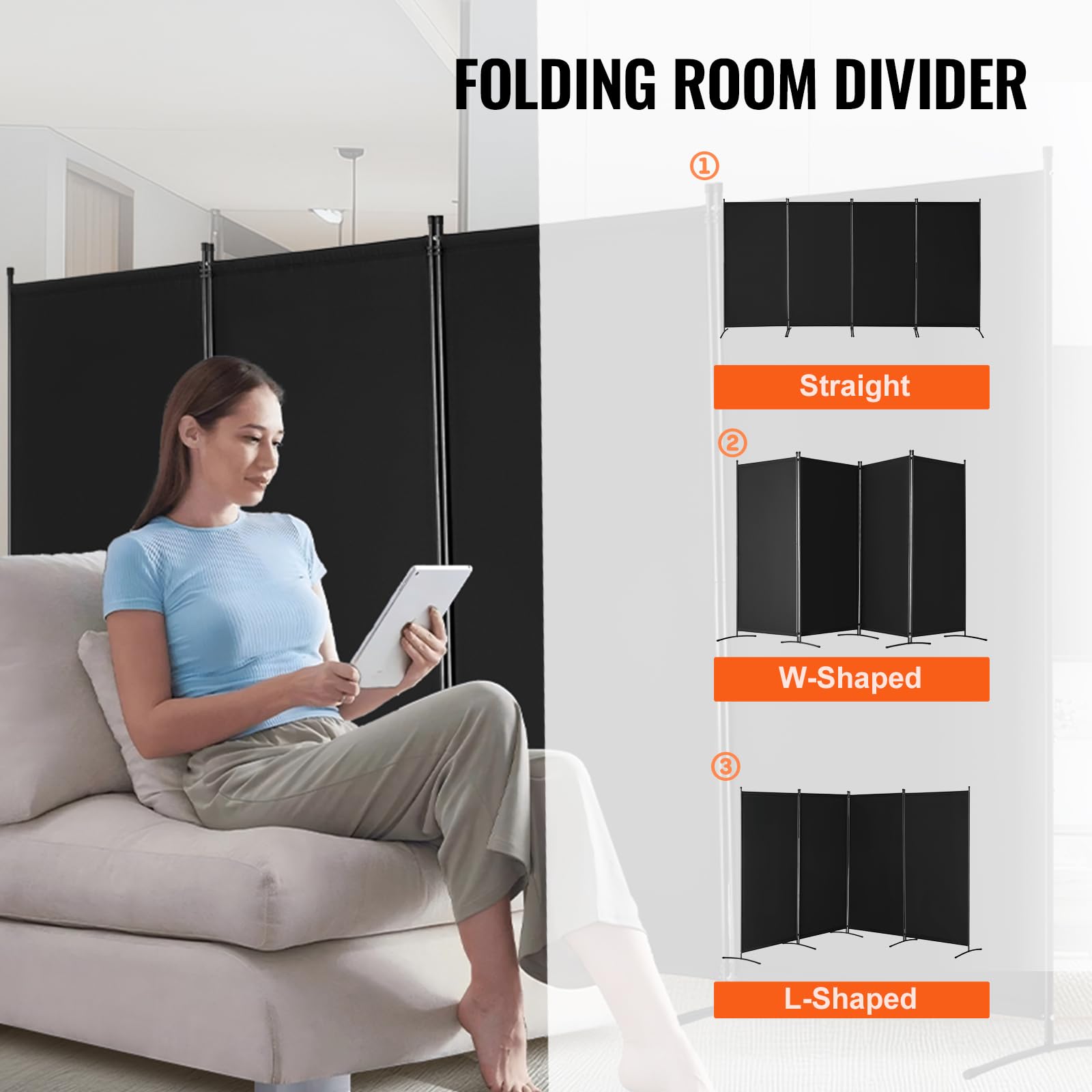 VEVOR room divider used in an office and bedroom for privacy