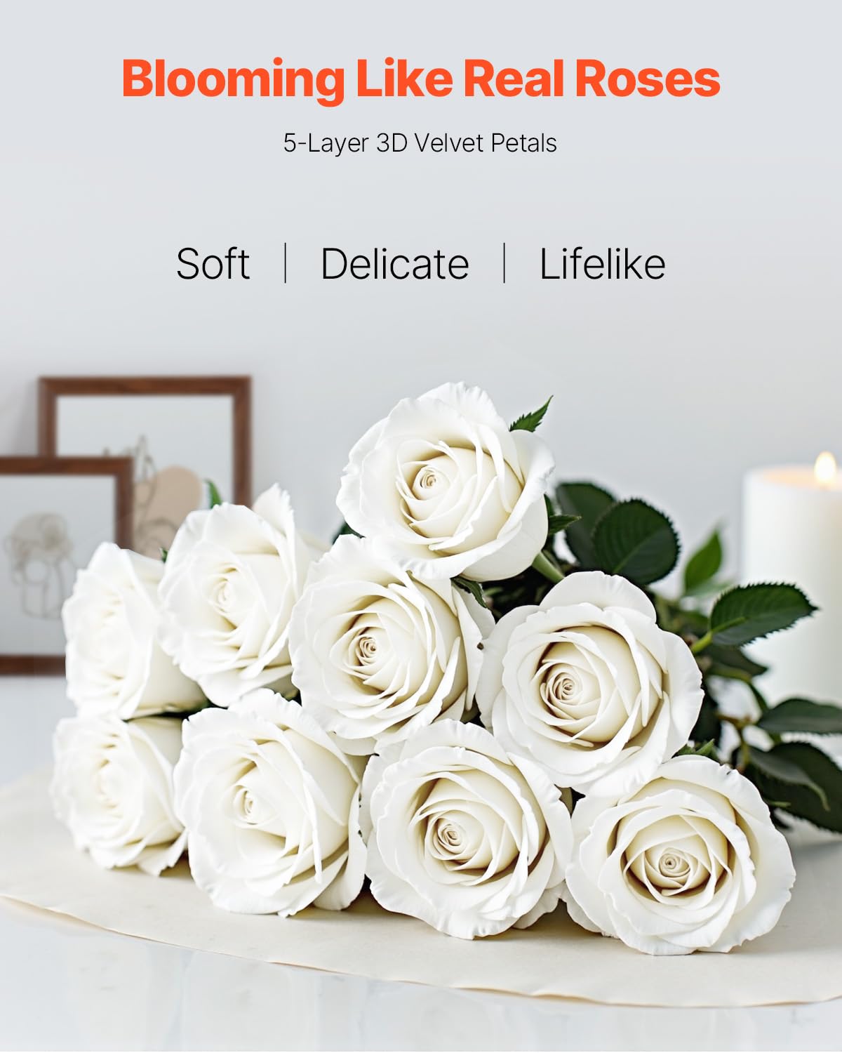 VEVOR rose bloom with 3D layered petals for realistic floral displays.