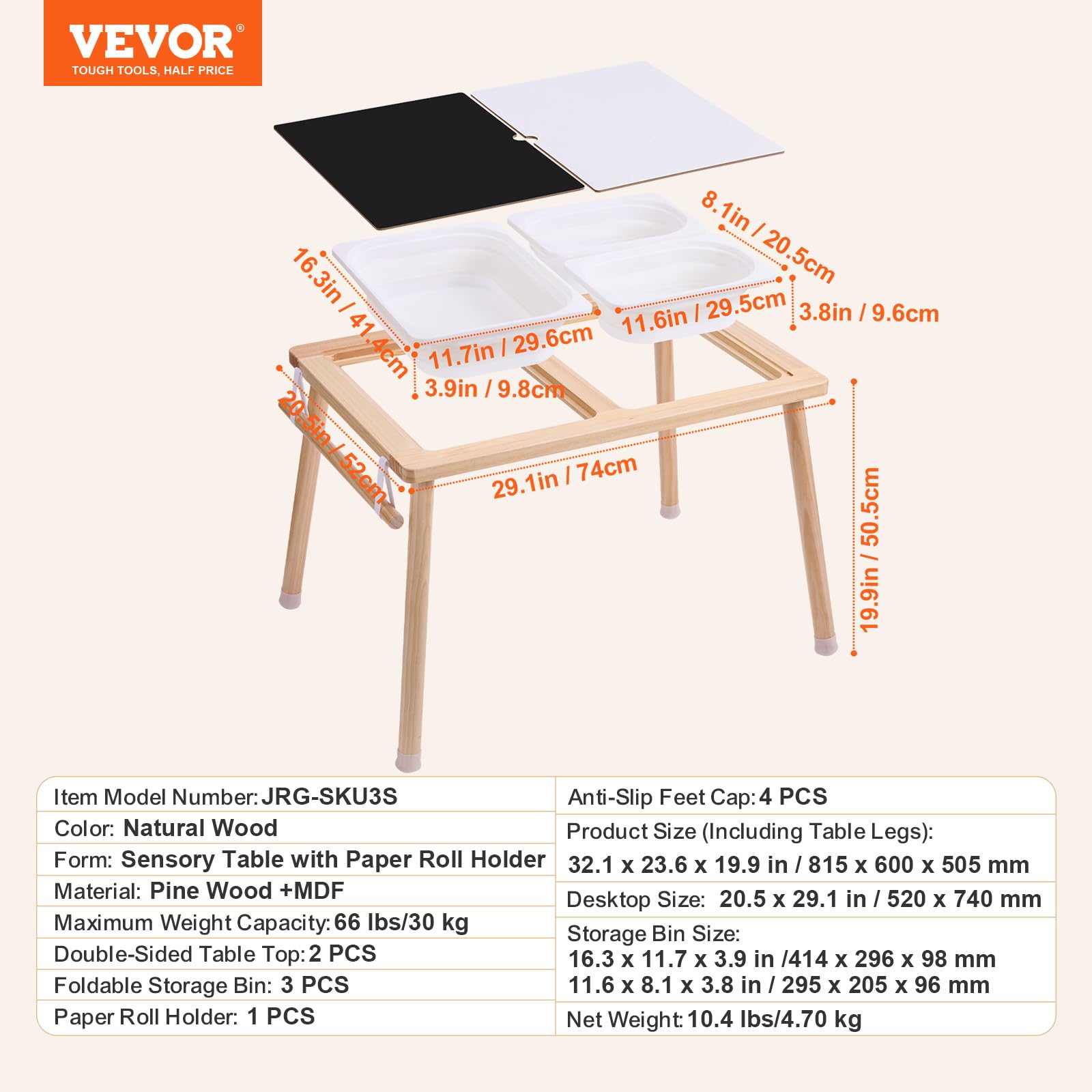 VEVOR easy-clean surface simplifies wipe-down after art and mess.