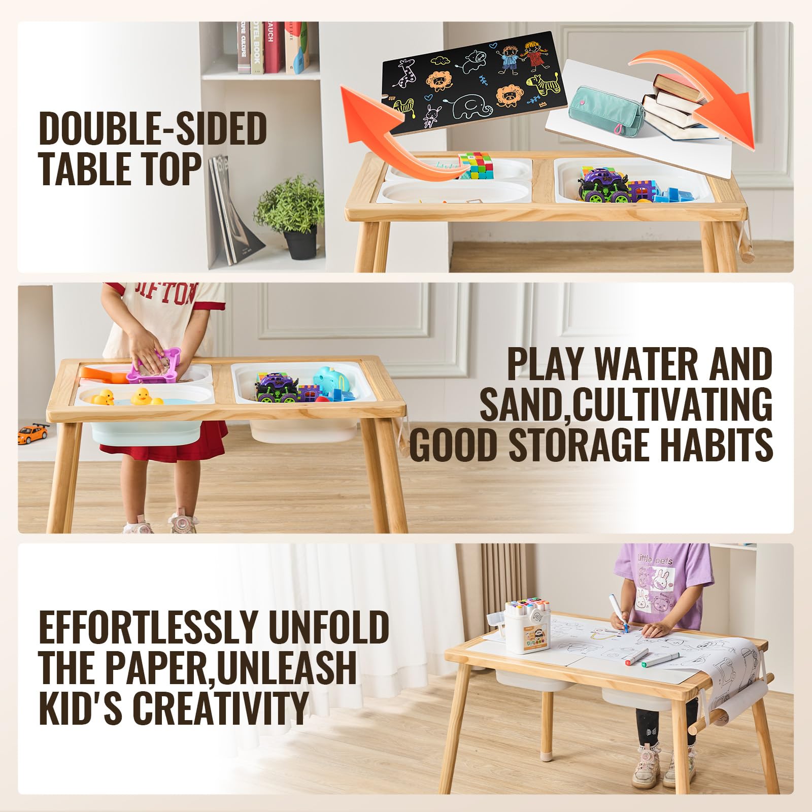 VEVOR sensory table paper roll holder enables drawing on demand during activities.
