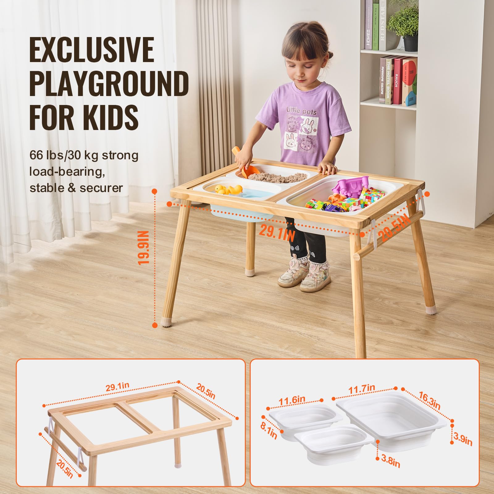 VEVOR sand and water table encourages hands-on exploration indoors or outdoors.