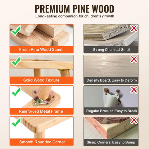 VEVOR wooden construction offers durable, safe play surface for growing kids.