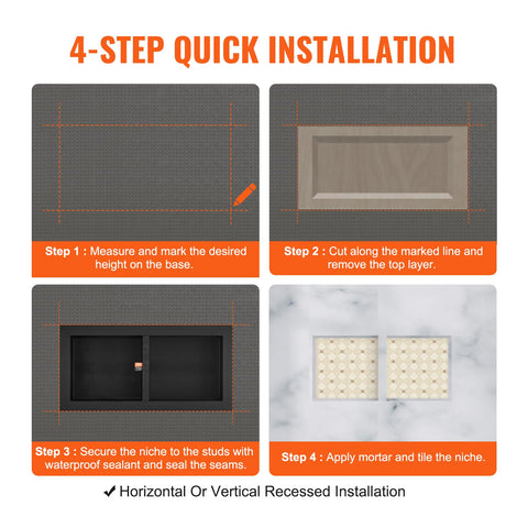 VEVOR tile-ready surface ready for tile integration with durable finish.