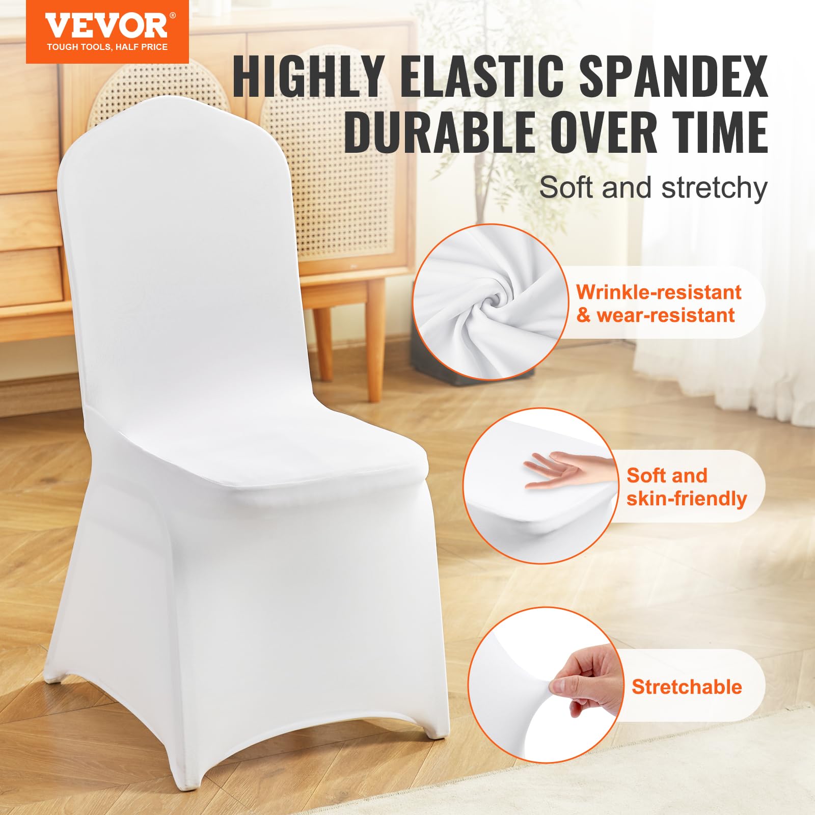 VEVOR white stretch chair cover for quick, snug fit