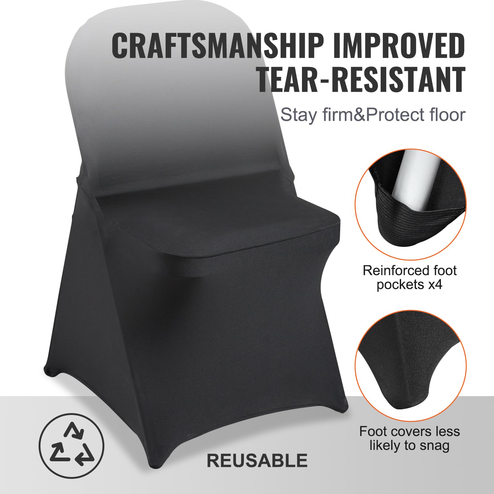 VEVOR stretch spandex folding chair cover elegant design unifies seating appearance.