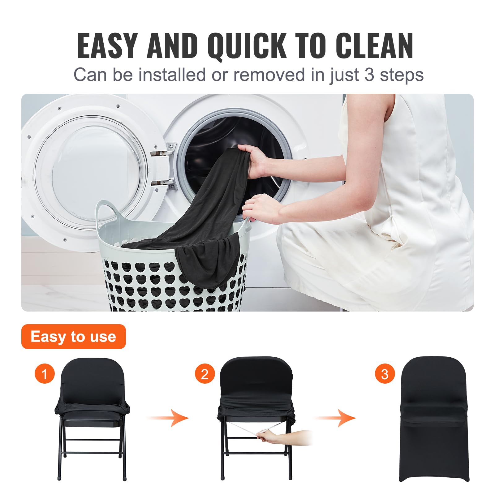 VEVOR stretch spandex folding chair cover universal fit for various chairs.