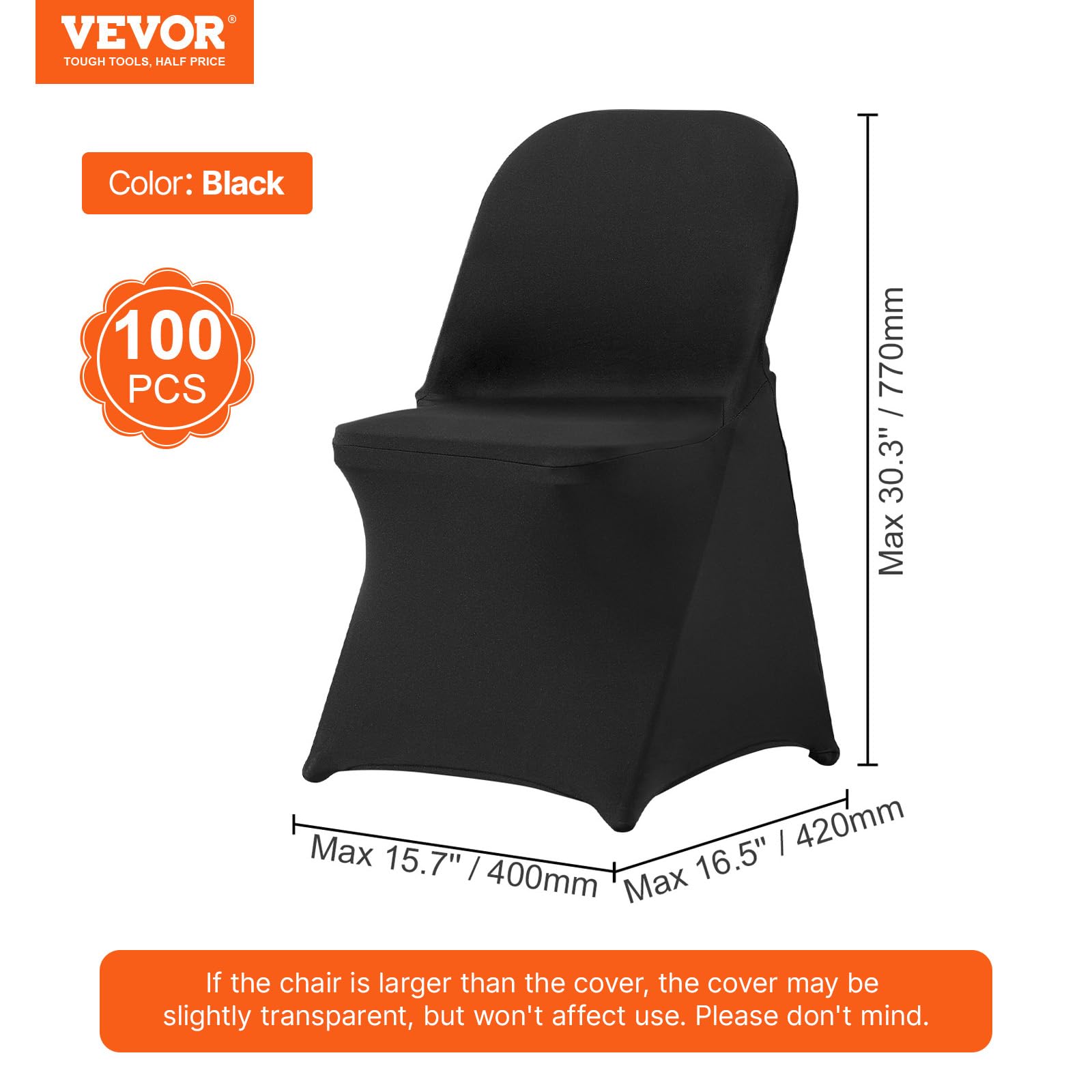 VEVOR stretch spandex folding chair cover at a wedding setup creates cohesive seating.