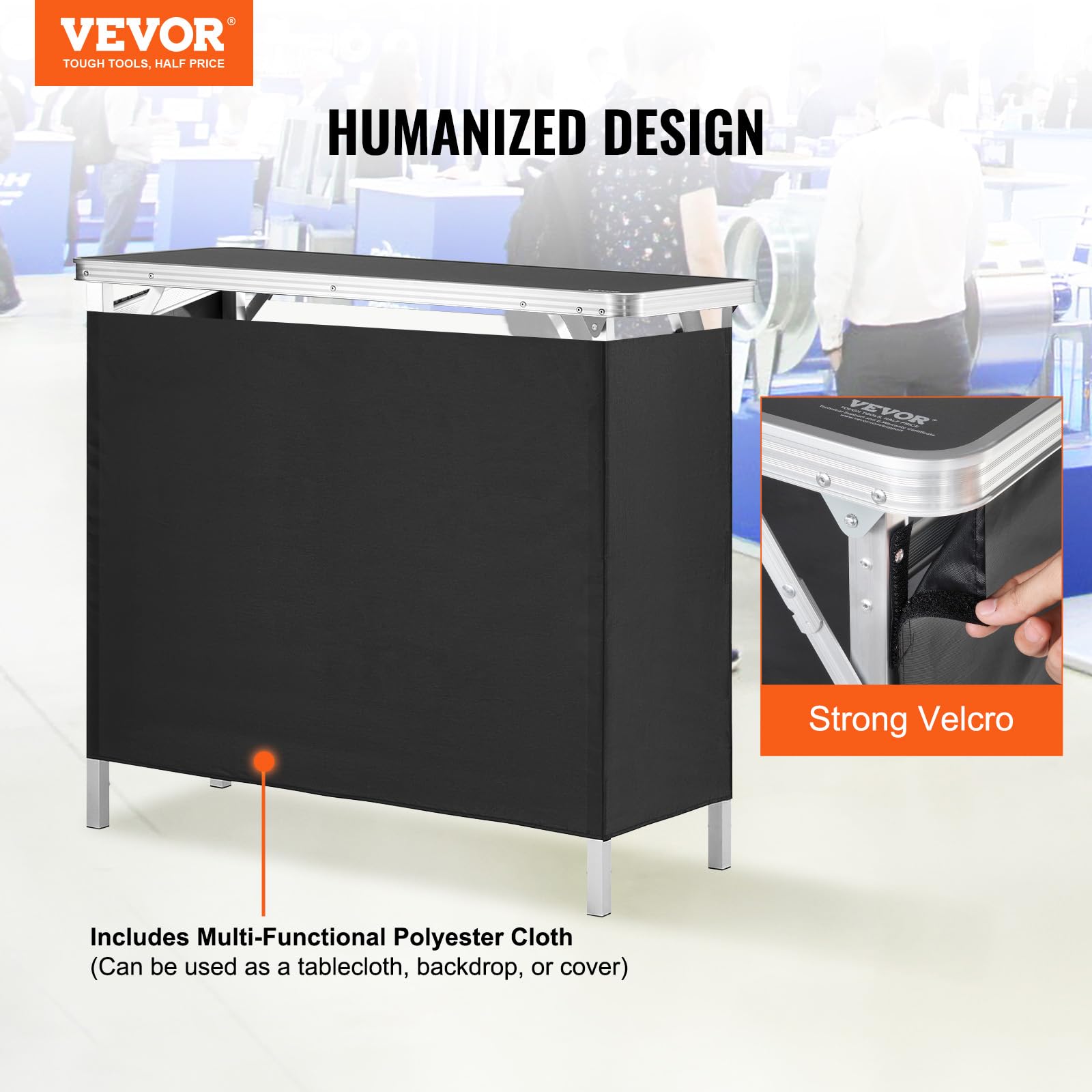 VEVOR tradeshow podium legs provide stable setup on carpet and hard floors.
