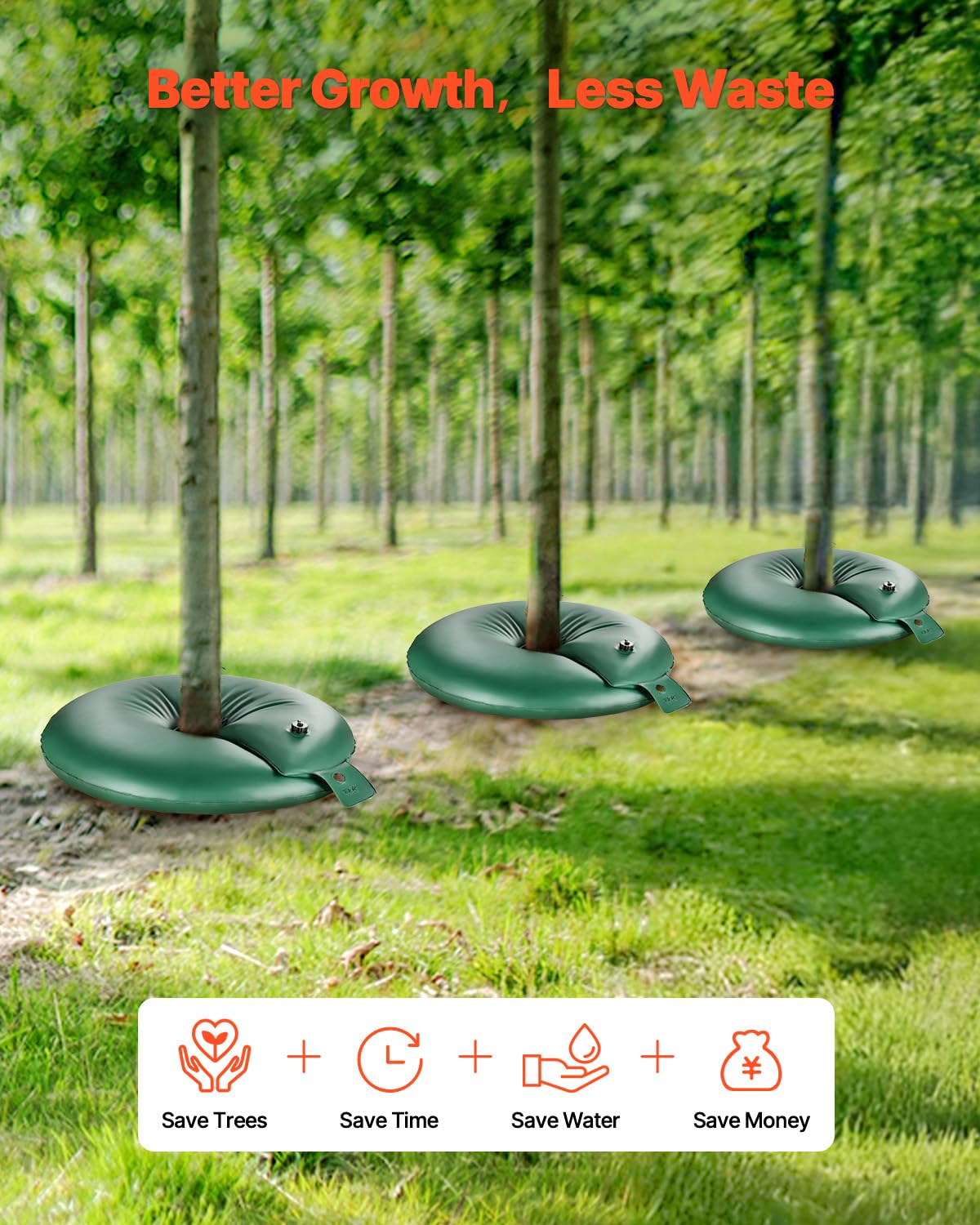 VEVOR four-pack tree watering bags for multi-tree irrigation