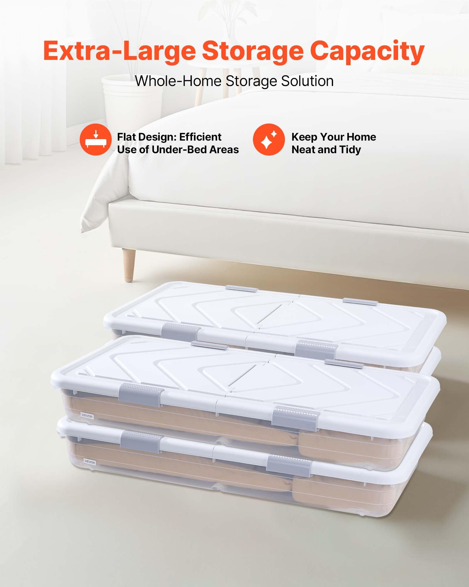VEVOR under bed storage lid seals dust, protecting contents from dirt