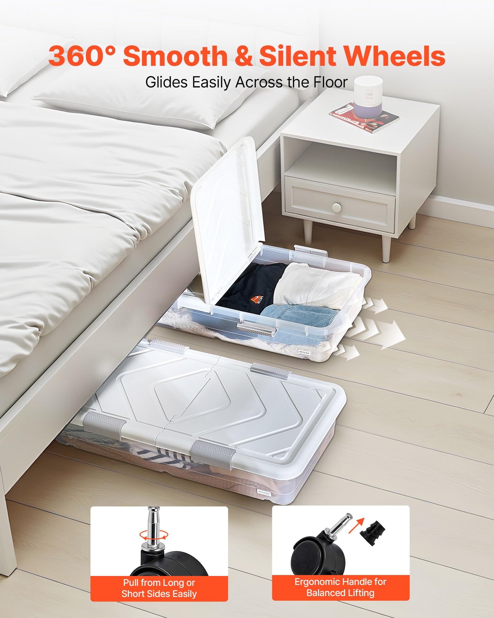 Versatile use for bedrooms, dorms, and closets with under-bed fit
