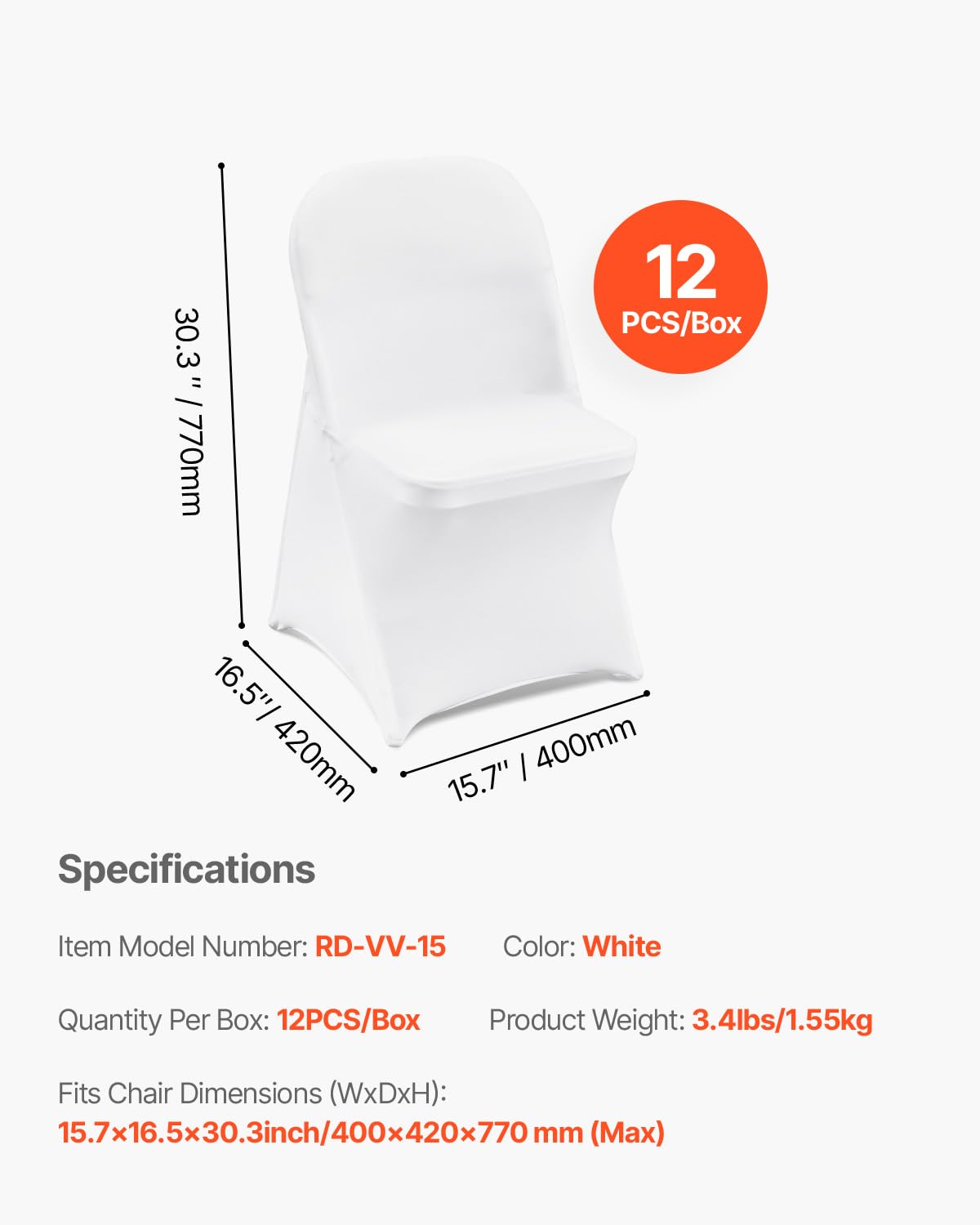VEVOR universal-fit chair cover on a wooden folding chair at a party