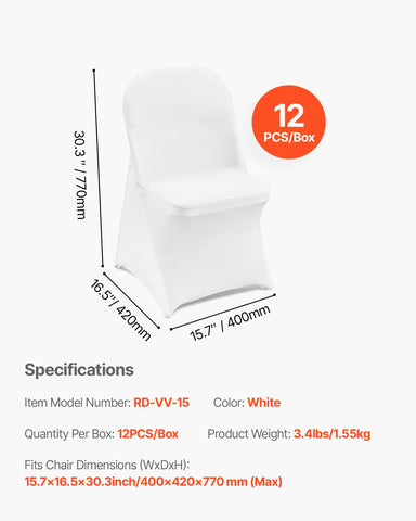 VEVOR universal-fit chair cover on a wooden folding chair at a party