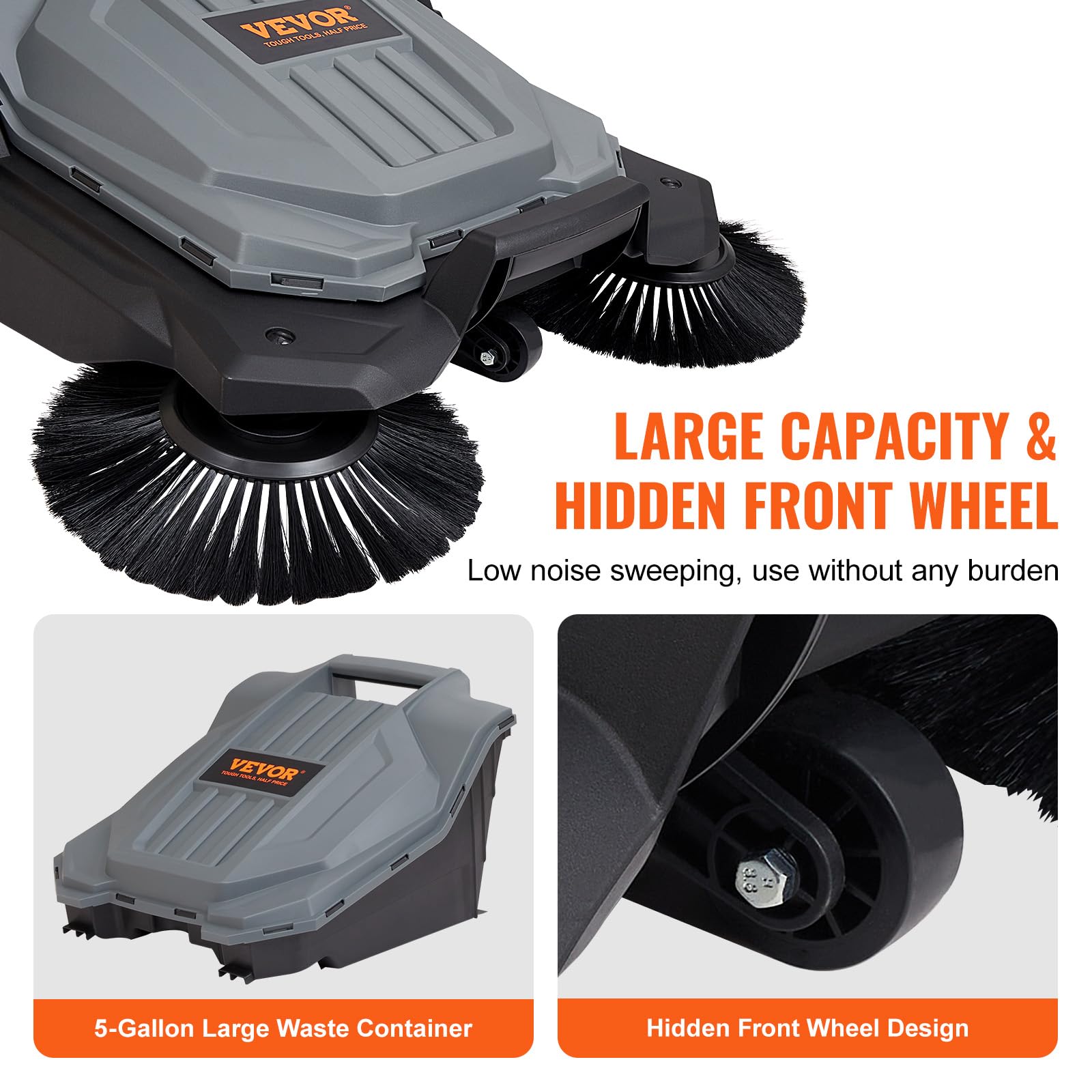 VEVOR walk-behind sweeper adjustable handle for comfortable use