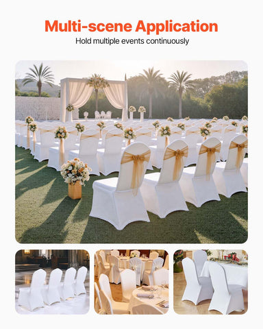 VEVOR white slipcover for weddings creates an elegant backdrop and quick styling